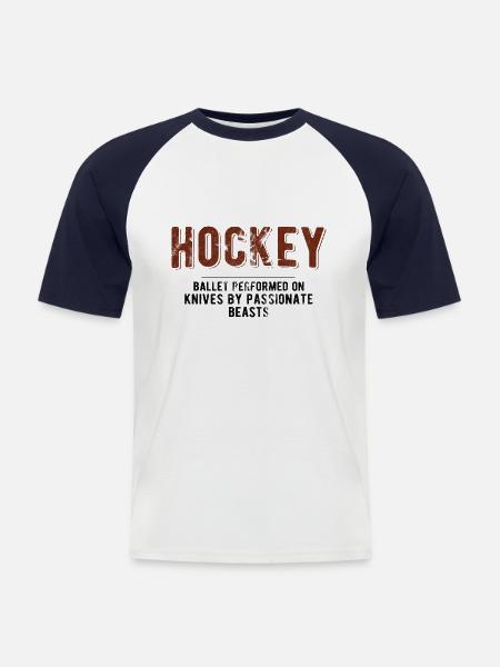 Eishockey - Männer Baseball-T-Shirt - Weiß/Navy
