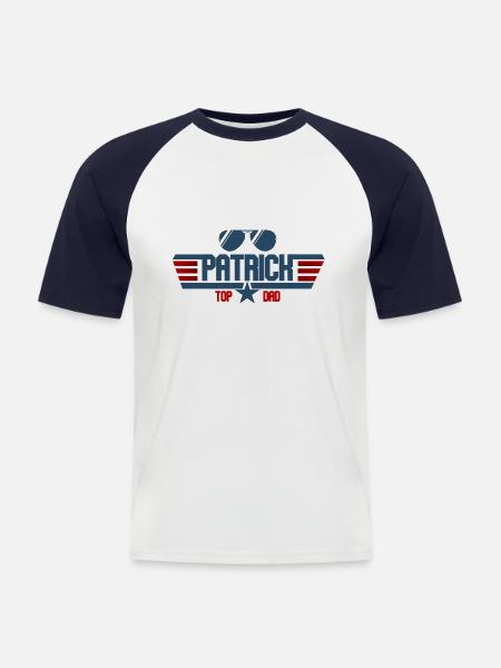 Patrick Top Vater - Männer Baseball-T-Shirt - Weiß/Navy