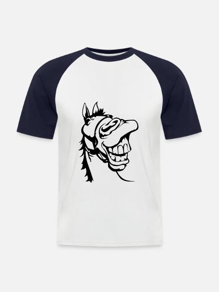 Lachendes Pferd - Männer Baseball-T-Shirt - Weiß/Navy