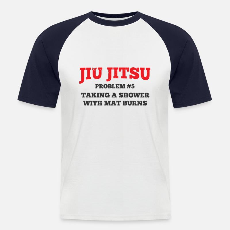 BJJ Jiu Jitsu - Männer Baseball-T-Shirt - Weiß/Navy