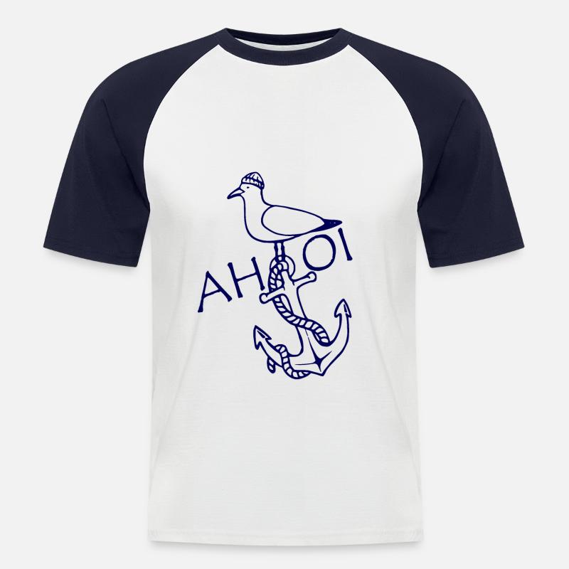 Ahoi Anker Seemöwe maritim - Männer Baseball-T-Shirt - Weiß/Navy