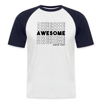 Awesome Since 1967 Mann Frau Geburtstag Retro - Männer Baseball-T-Shirt - Weiß/Navy - Vorne - Nik (191cm)