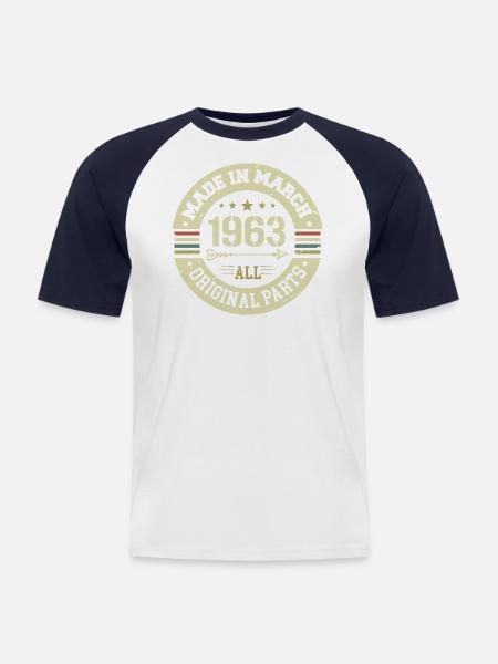Legendary since March 1963 - Men's Baseball T-Shirt - white/navy