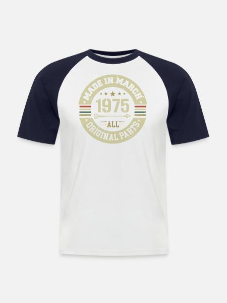 Legendary since March 1975 - Men's Baseball T-Shirt - white/navy
