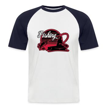 fishing - Männer Baseball-T-Shirt - Weiß/Navy - Vorne - Nik (191cm)