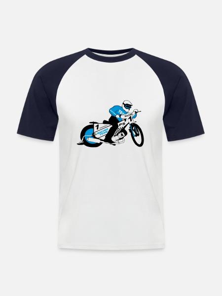 speedway - Männer Baseball-T-Shirt - Weiß/Navy