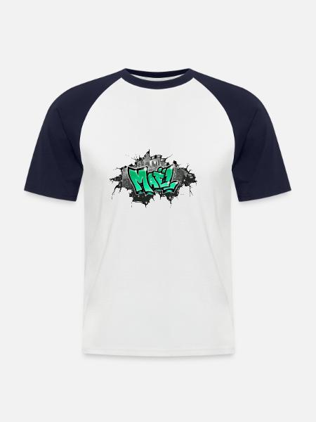 Mael Graffiti Name - Men's Baseball T-Shirt - white/navy