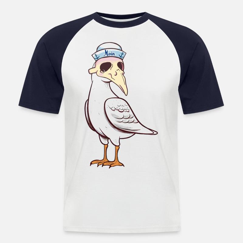 maritim Halloween Möwe Möwen Matrose - Männer Baseball-T-Shirt - Weiß/Navy