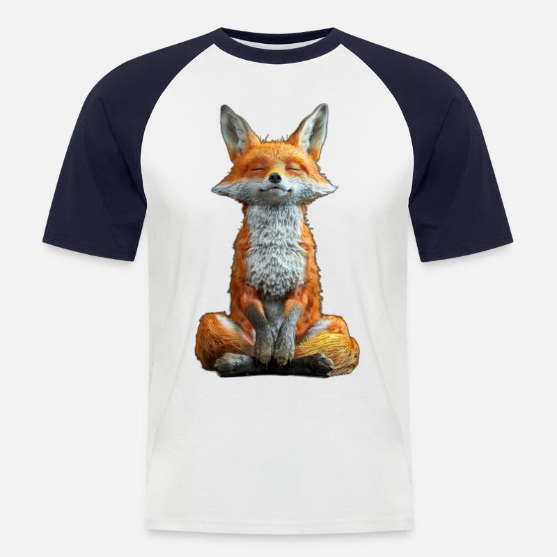 Fuchs - Männer Baseball-T-Shirt - Weiß/Navy