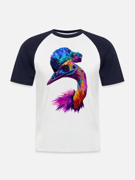 Kasuar - Männer Baseball-T-Shirt - Weiß/Navy