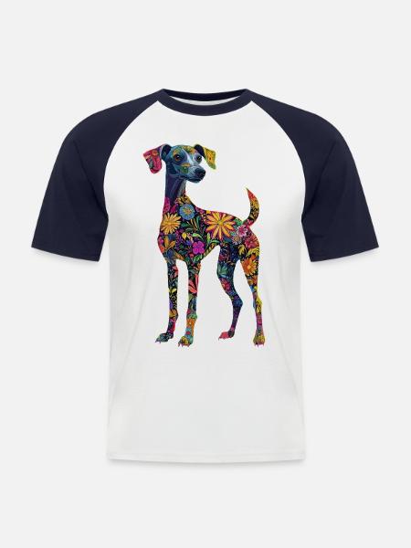 Whippet - Männer Baseball-T-Shirt - Weiß/Navy