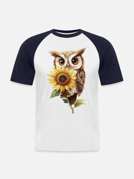Schneeleopard - Männer Baseball-T-Shirt - Weiß/Navy