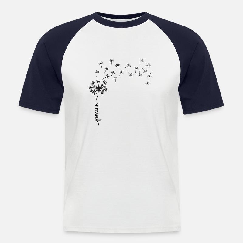 Peace Dandelion Design - Männer Baseball-T-Shirt - Weiß/Navy