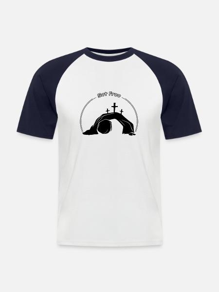 Libérer - T-shirt baseball manches courtes Homme - blanc/marine