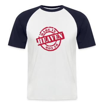Made by God - Männer Baseball-T-Shirt - Weiß/Navy - Vorne - Nik (191cm)