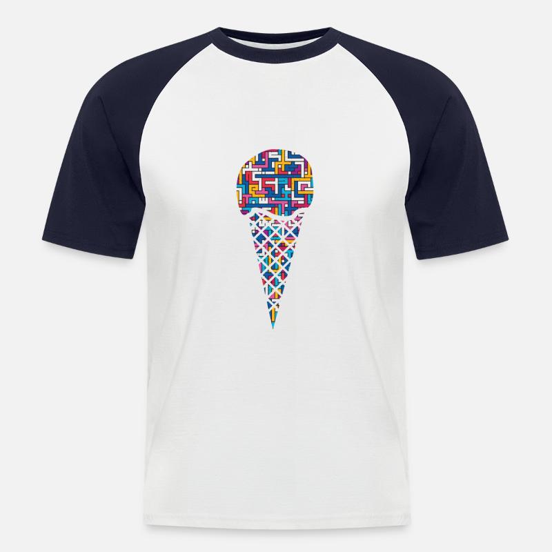 Eis Eiskugel Eiswaffel - Männer Baseball-T-Shirt - Weiß/Navy