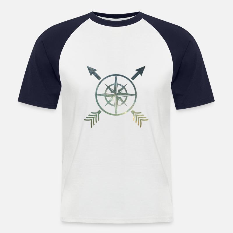 Kompass mit Pfeilen - Männer Baseball-T-Shirt - Weiß/Navy