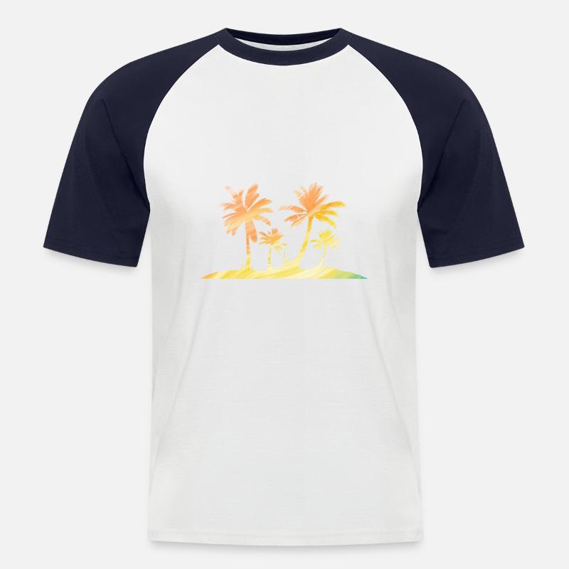 Einsame Insel Regenbogen Bunt - Männer Baseball-T-Shirt - Weiß/Navy