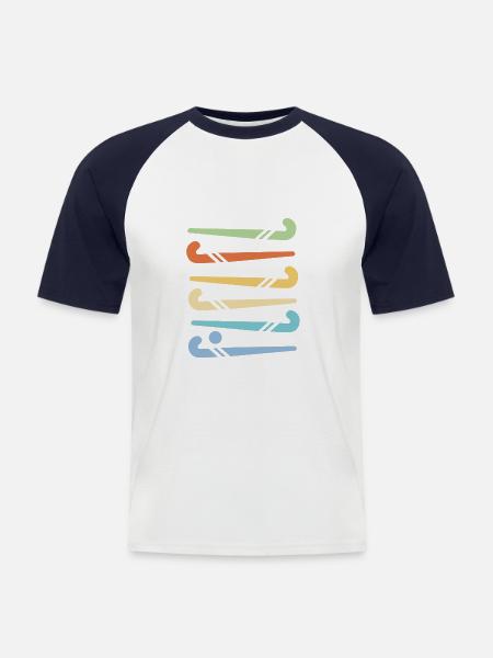 Hockeyschläger - Männer Baseball-T-Shirt - Weiß/Navy