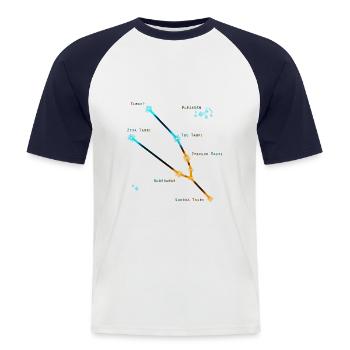Stier - Männer Baseball-T-Shirt - Weiß/Navy - Vorne - Nik (191cm)