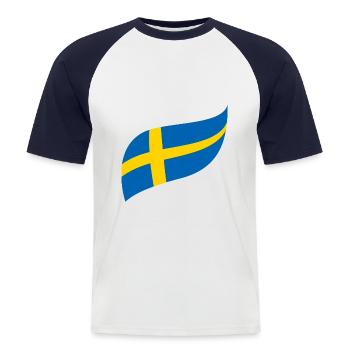 Swedish flag - Men's Baseball T-Shirt - white/navy - Front - Nik (191cm)