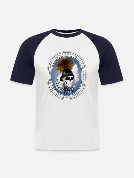 Wiesn-skull - Men's Baseball T-Shirt - white/navy