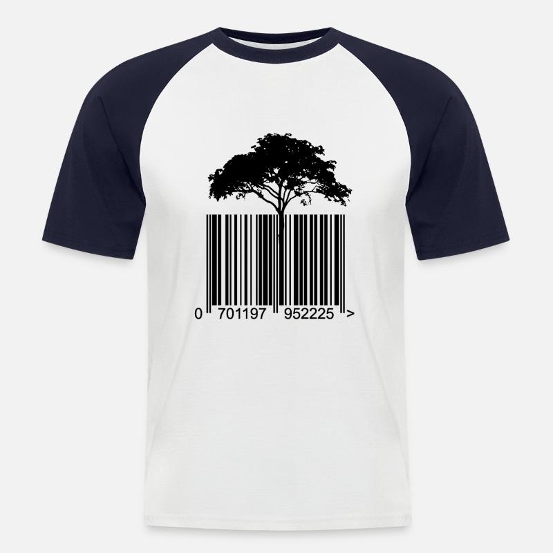 Barcode Baum - Männer Baseball-T-Shirt - Weiß/Navy