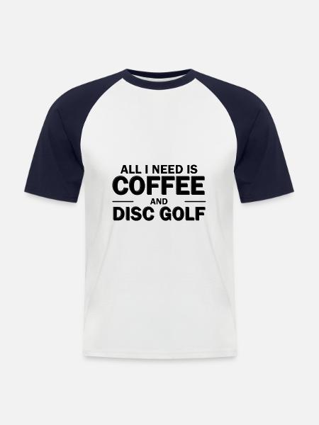 Coffee and Disc Golf - Men's Baseball T-Shirt - white/navy