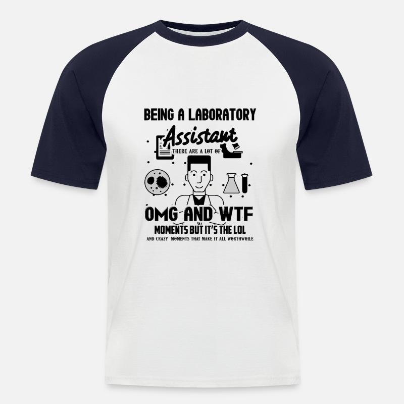 Als Laborassistent Hemden - Männer Baseball-T-Shirt - Weiß/Navy