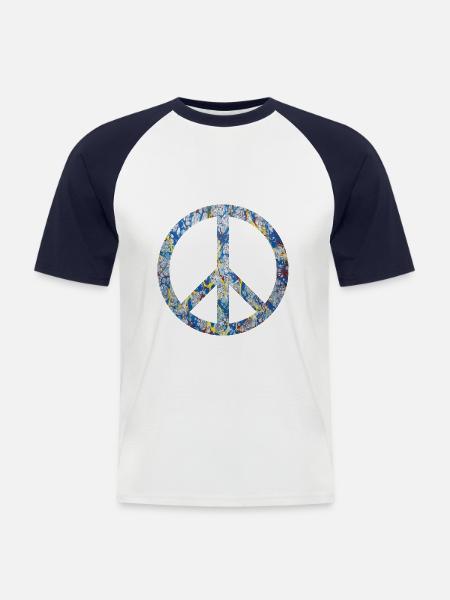 peace symbol e 205 - Men's Baseball T-Shirt - white/navy