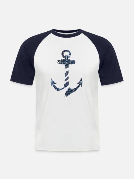 Cosmic Anchor - White Outline - Men's Baseball T-Shirt - white/navy