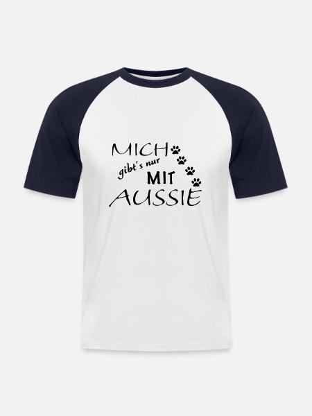 Mich gibts nur mit Aussie - Männer Baseball-T-Shirt - Weiß/Navy