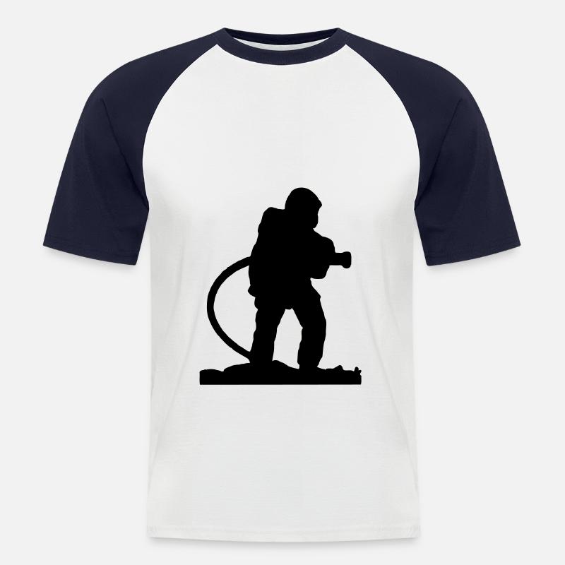 Ein Feuer Spear - Männer Baseball-T-Shirt - Weiß/Navy