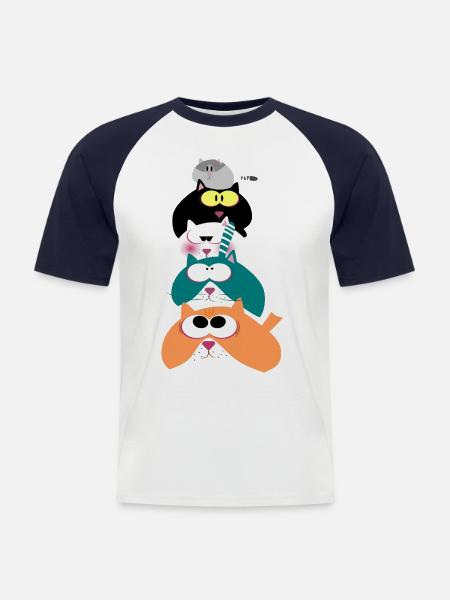 Cats - Men's Baseball T-Shirt - white/navy