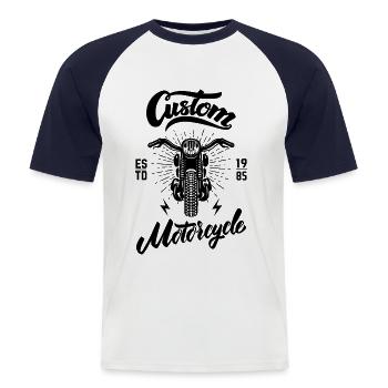Custom motorcycle - Men's Baseball T-Shirt - white/navy - Front - Nik (191cm)
