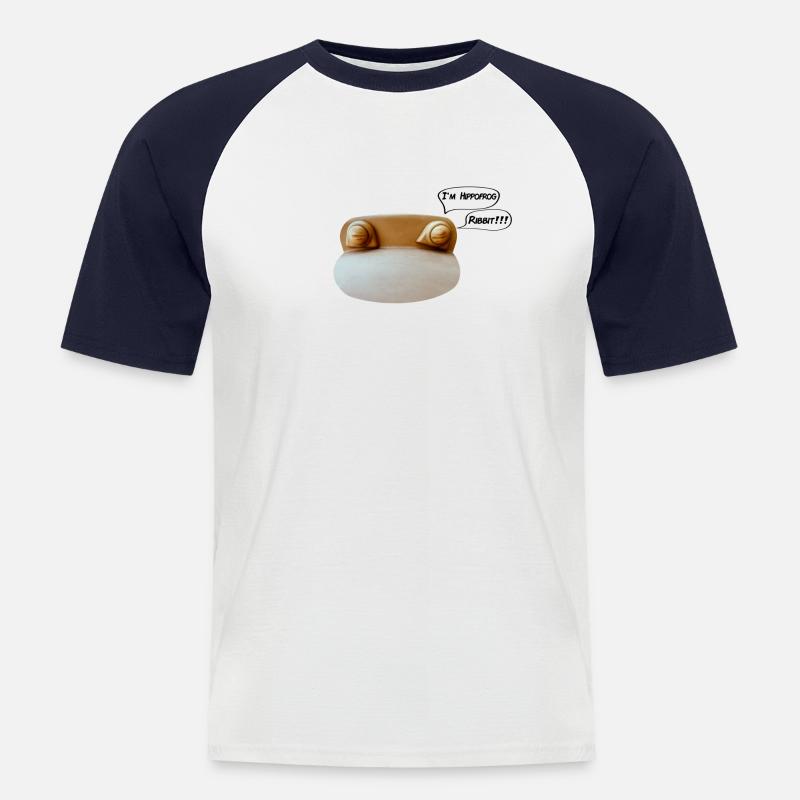 Nilpferd-Frosch - Männer Baseball-T-Shirt - Weiß/Navy