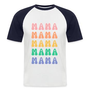MAMMA - Männer Baseball-T-Shirt - Weiß/Navy - Vorne - Nik (191cm)