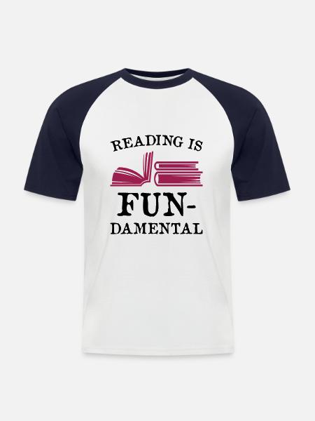 Reading is fundamental - Men's Baseball T-Shirt - white/navy