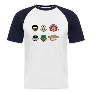 People from the village - T-shirt baseball manches courtes Homme - blanc/marine - Devant - Nik (191cm)