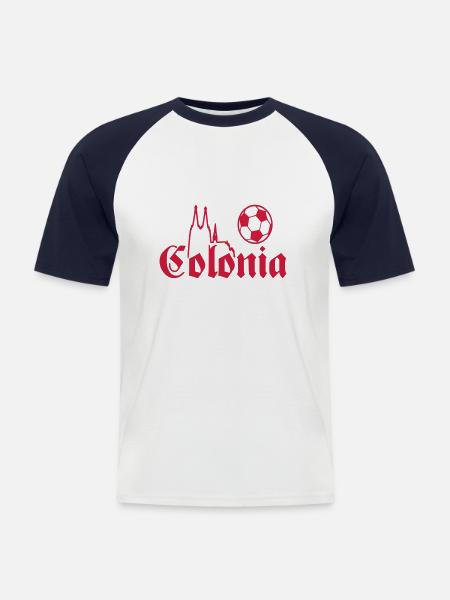 Köln - Colonia Fußball - Männer Baseball-T-Shirt - Weiß/Navy