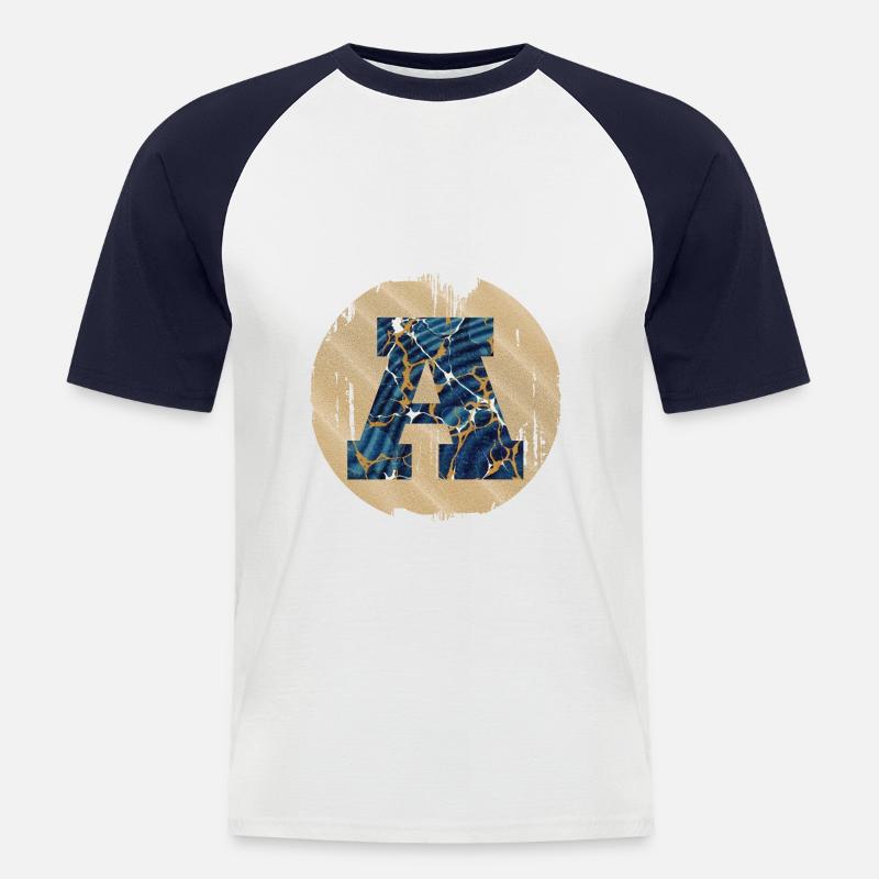 e 16 a - Männer Baseball-T-Shirt - Weiß/Navy