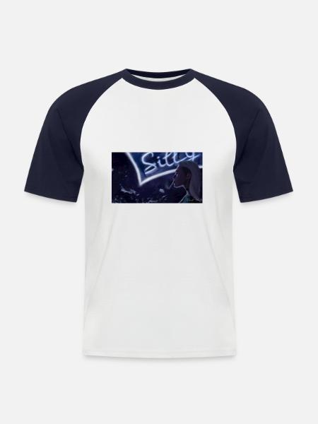 Ästhetisches Neonmädchen mit Zigarette - Männer Baseball-T-Shirt - Weiß/Navy