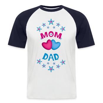 MOM und DAD mit vielen Sternen. - Männer Baseball-T-Shirt - Weiß/Navy - Vorne - Nik (191cm)