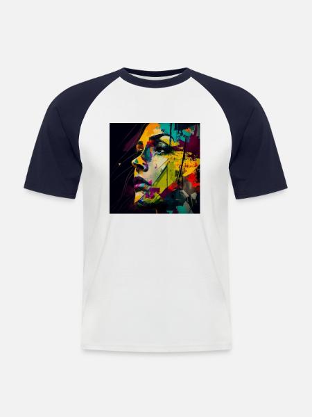 Abstract Woman Design - Men's Baseball T-Shirt - white/navy