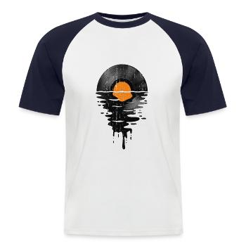 Cool Music Vinyl Rekord Retro Vintage Orange - Männer Baseball-T-Shirt - Weiß/Navy - Vorne - Nik (191cm)