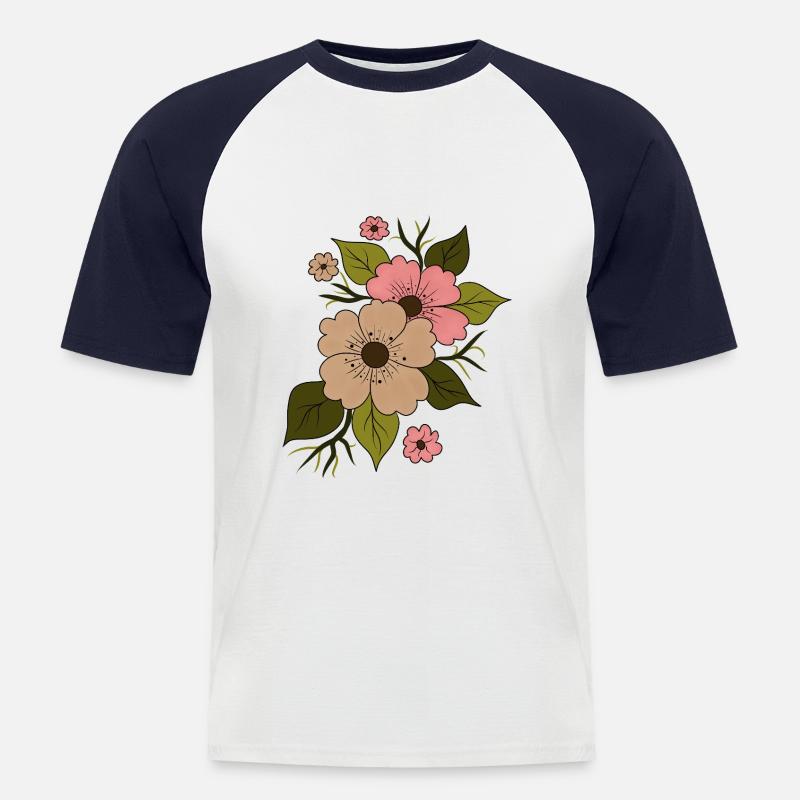 Blumige Blüte - Männer Baseball-T-Shirt - Weiß/Navy