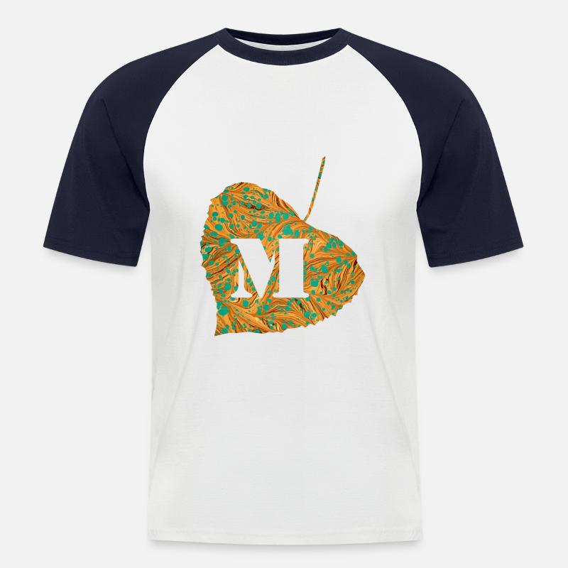 blatt e 95 m - Männer Baseball-T-Shirt - Weiß/Navy