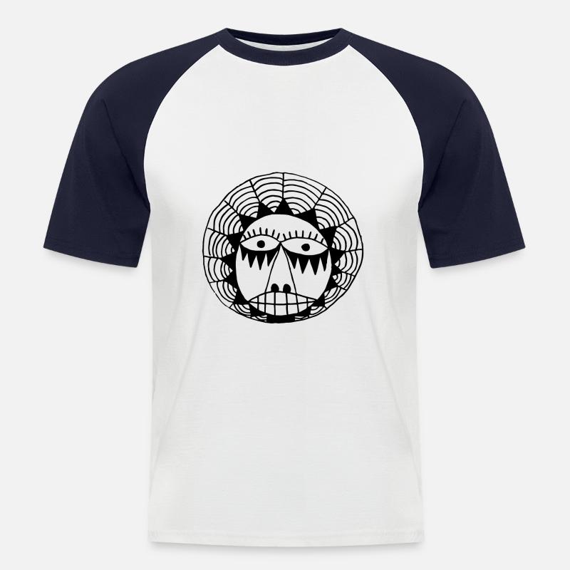Die runde Maske - Männer Baseball-T-Shirt - Weiß/Navy