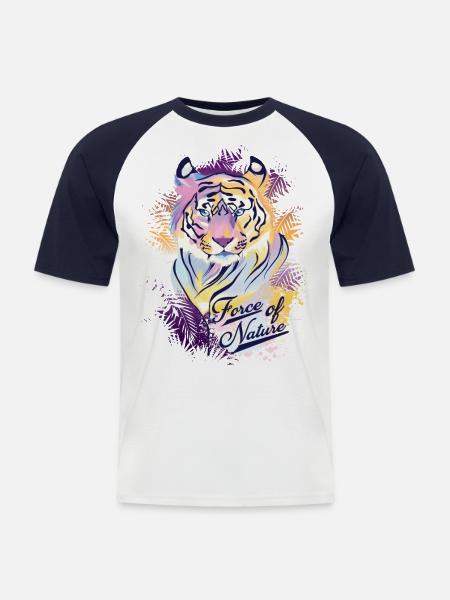 TIGER FORCE OF NATURE Tee Shirts - T-shirt baseball manches courtes Homme - blanc/marine