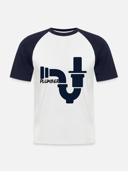 Klempner - Männer Baseball-T-Shirt - Weiß/Navy